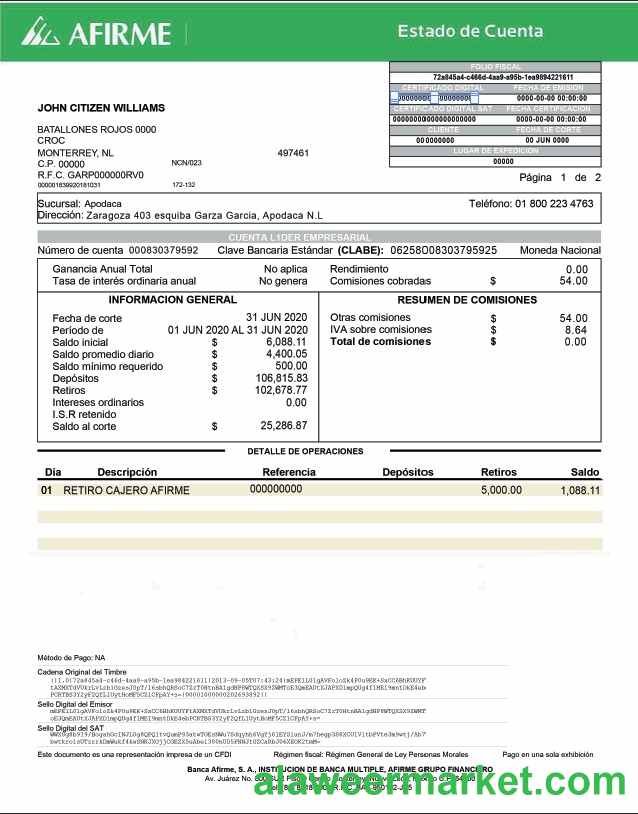 Mexico Afirme bank account st PSD